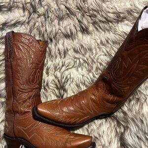 Lucchese Brown Leather Western Heeled Boots for Women Sz 5.5 B